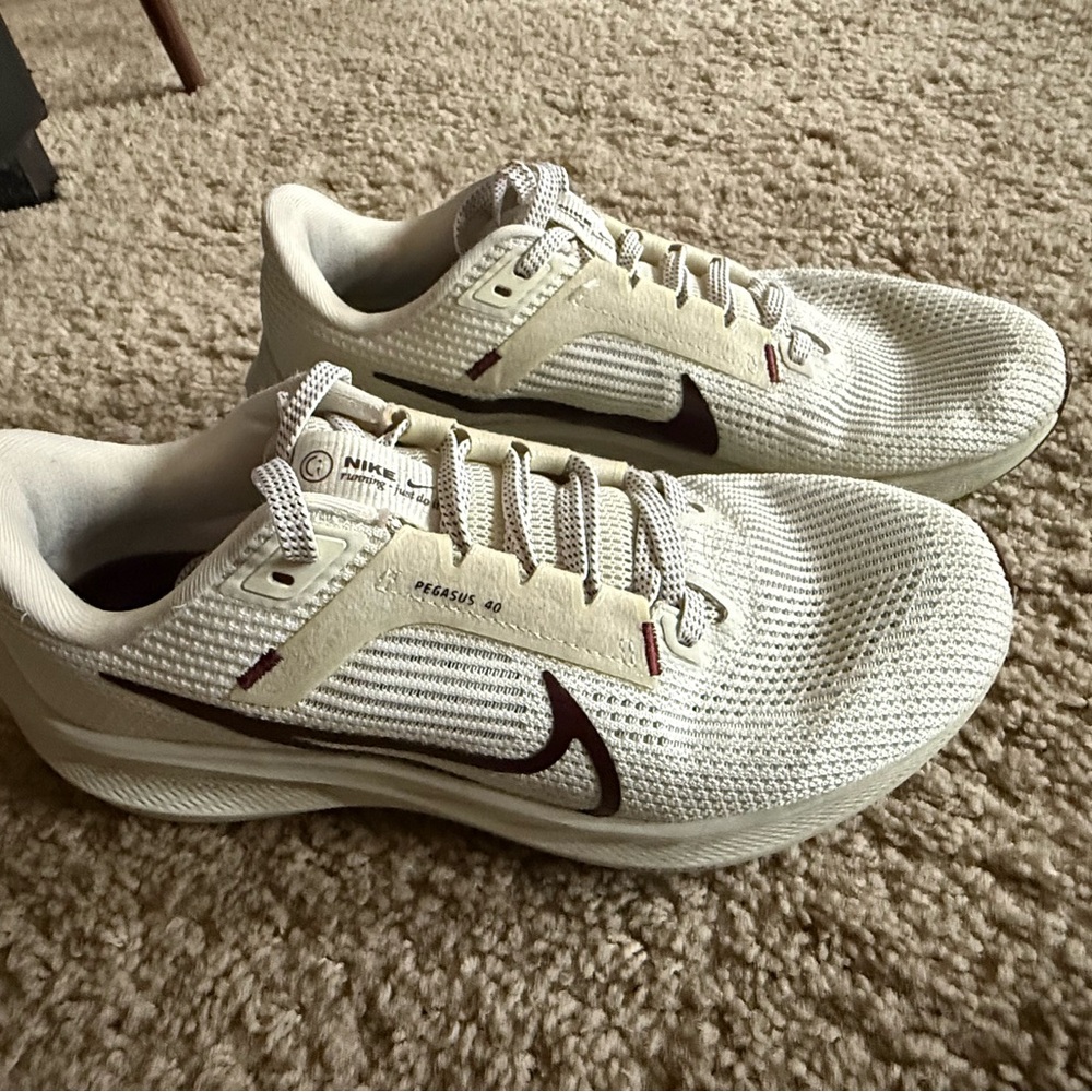 Nike White and Brown Running Shoes